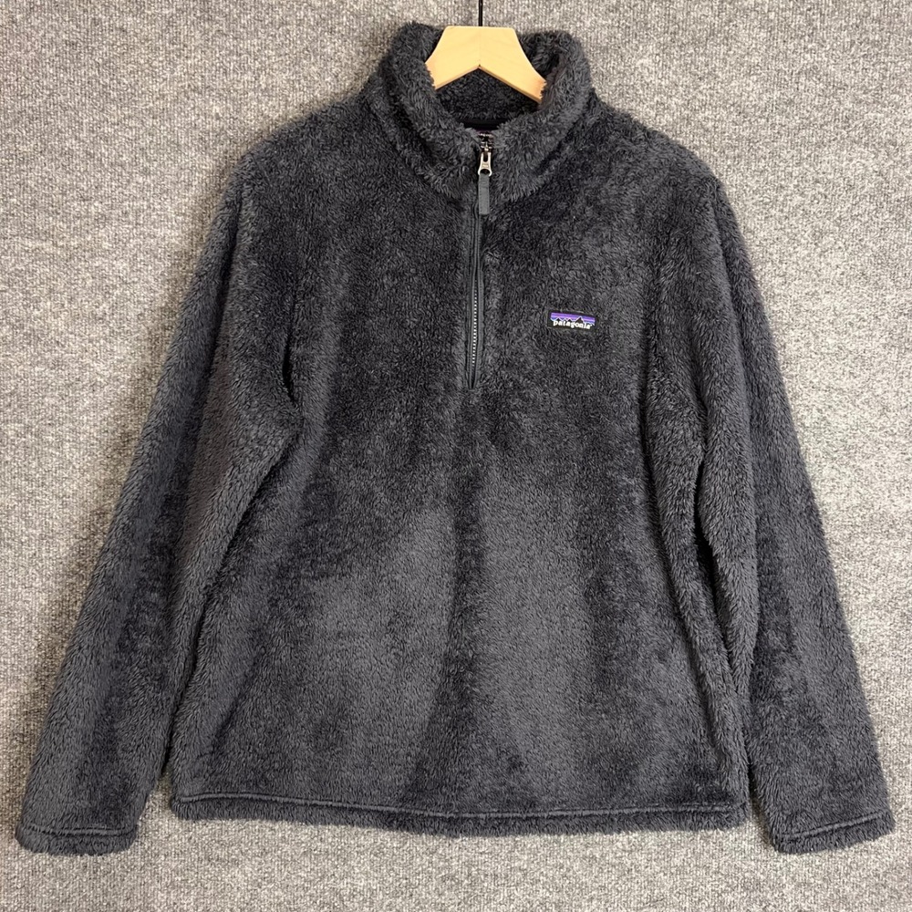 Patagonia 1/4 Zip Fleece Pullover Womens XL Gray Excellent High Pile
